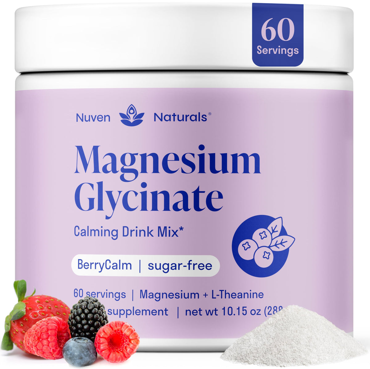 Berry flavored magnesium glycinate powder with L-Theanine