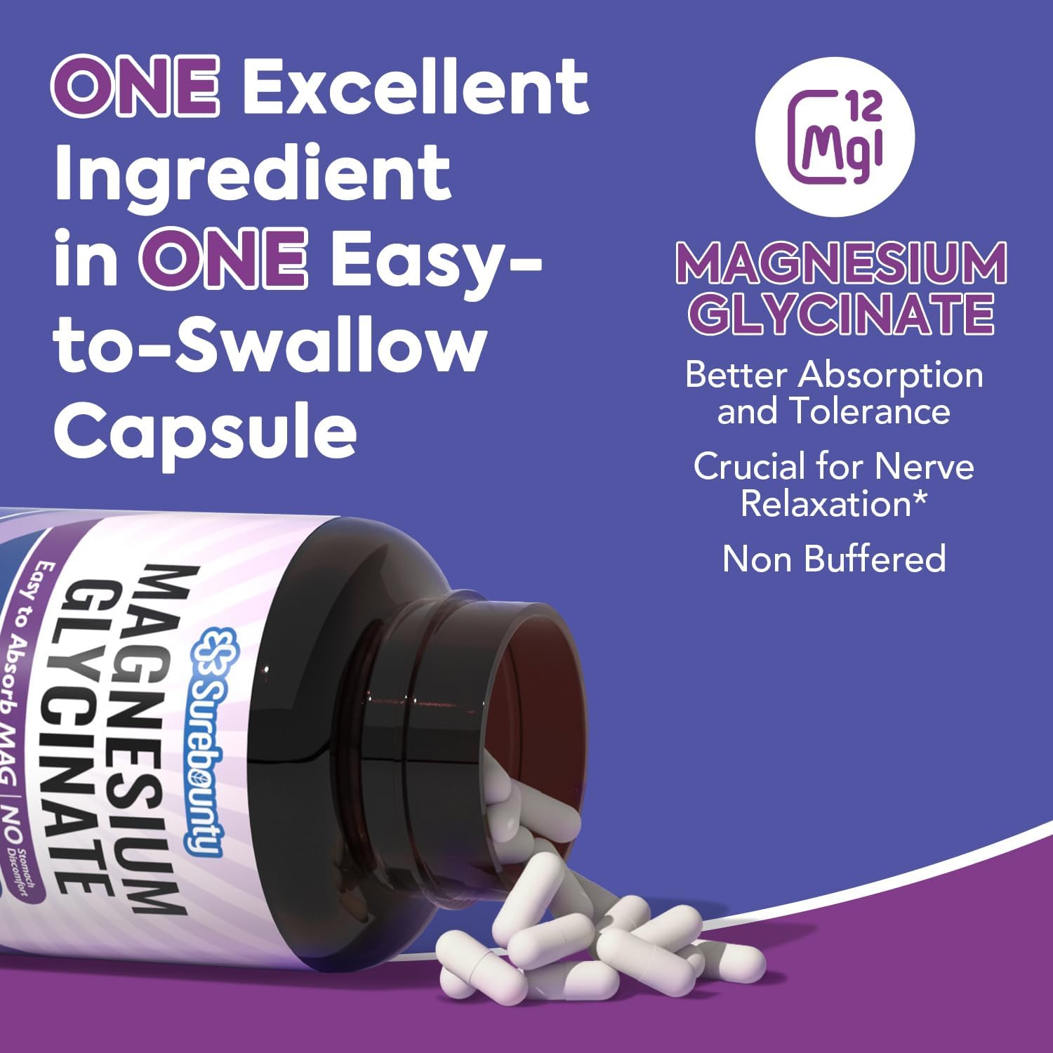 Bottle label showing 2130 mg magnesium glycinate (240 mg elemental Mg)