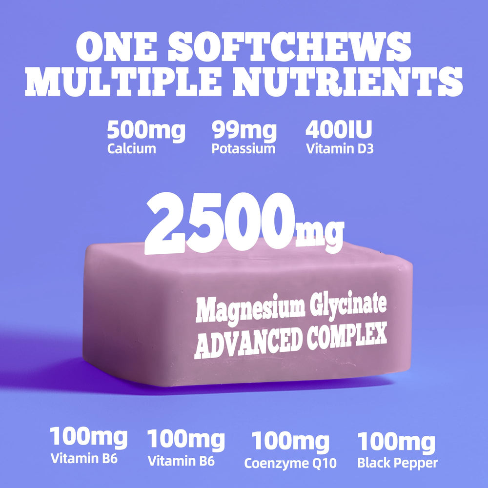 Nutrition facts panel for Magnesium Glycinate Soft Chews
