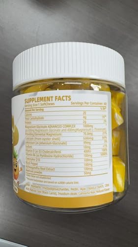 Unopened bottle of Magnesium Glycinate Soft Chews pineapple flavor