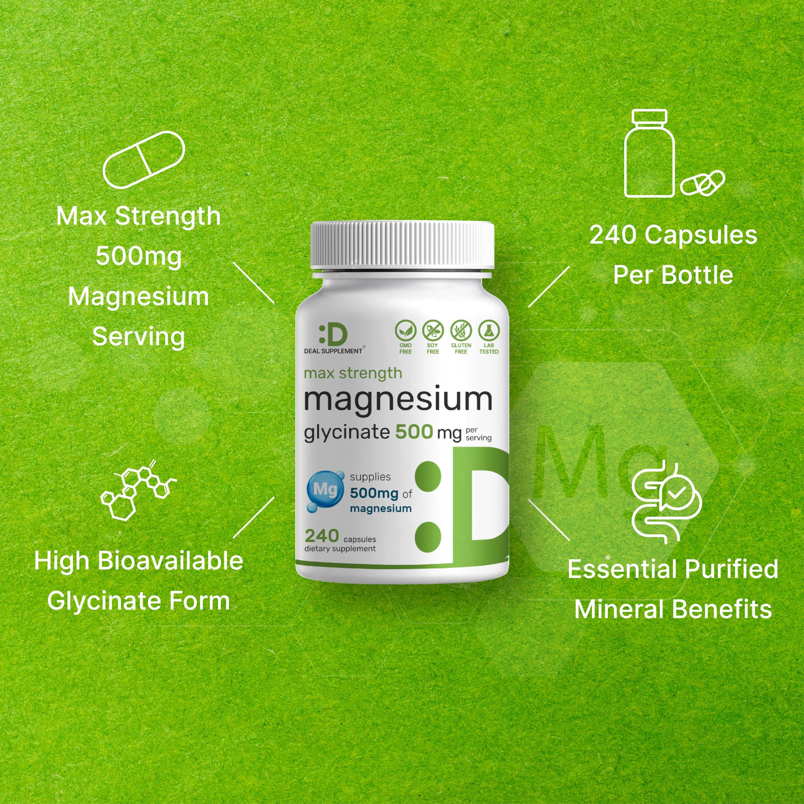 Supplement facts panel for magnesium glycinate