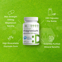 Supplement facts panel for magnesium glycinate