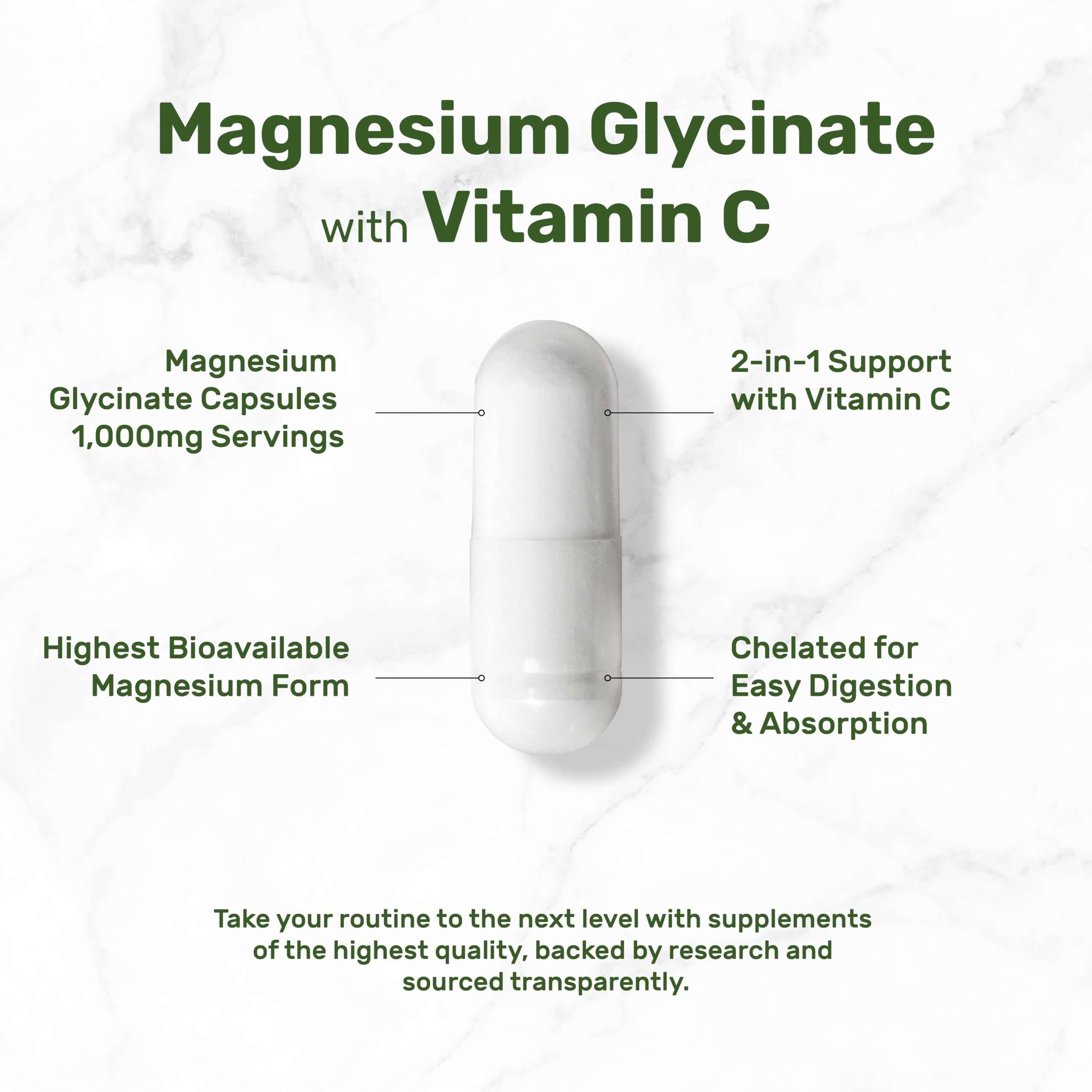 Capsules featuring added vitamin C in bottle