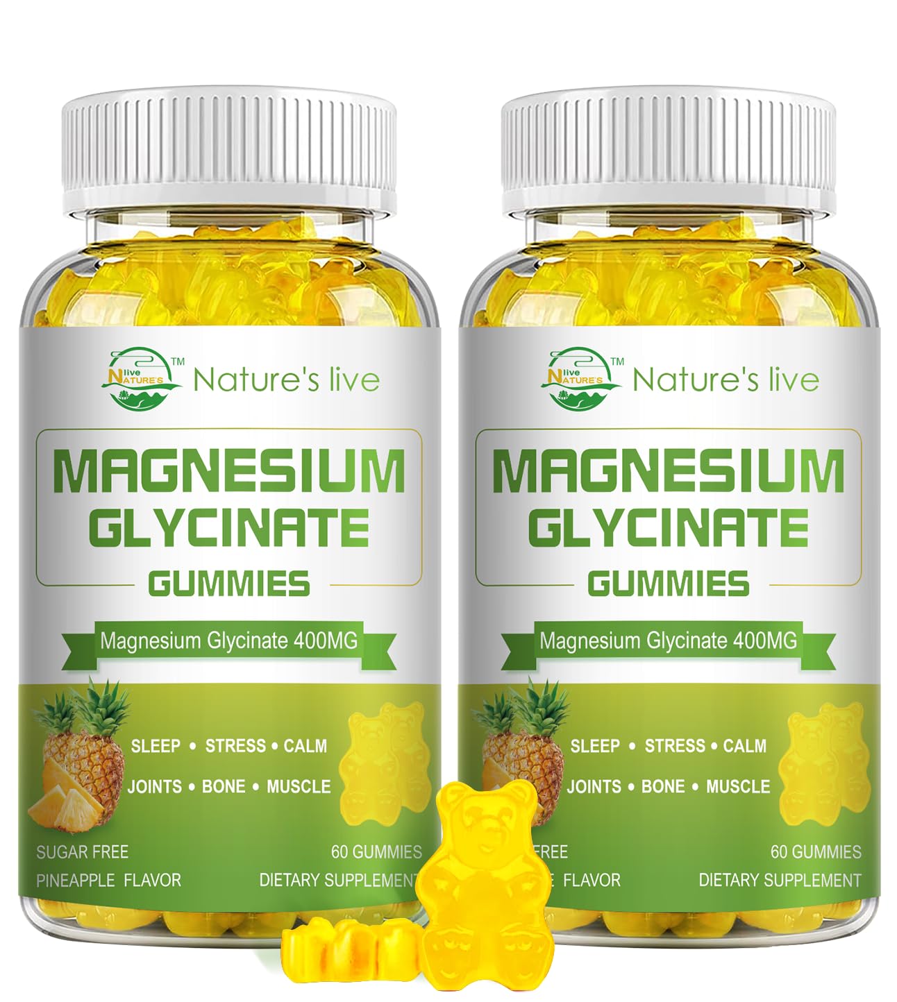 Pineapple magnesium glycinate gummies bottle