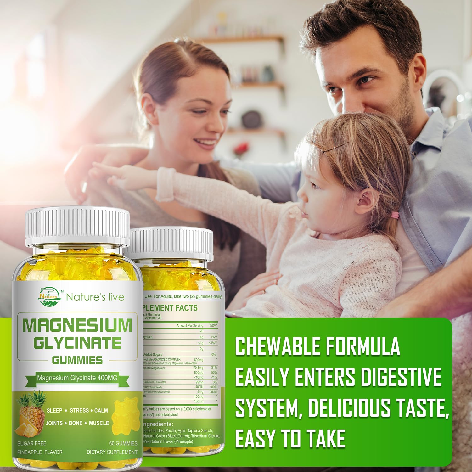 Two bottles of magnesium gummies for a total of 120 gummies