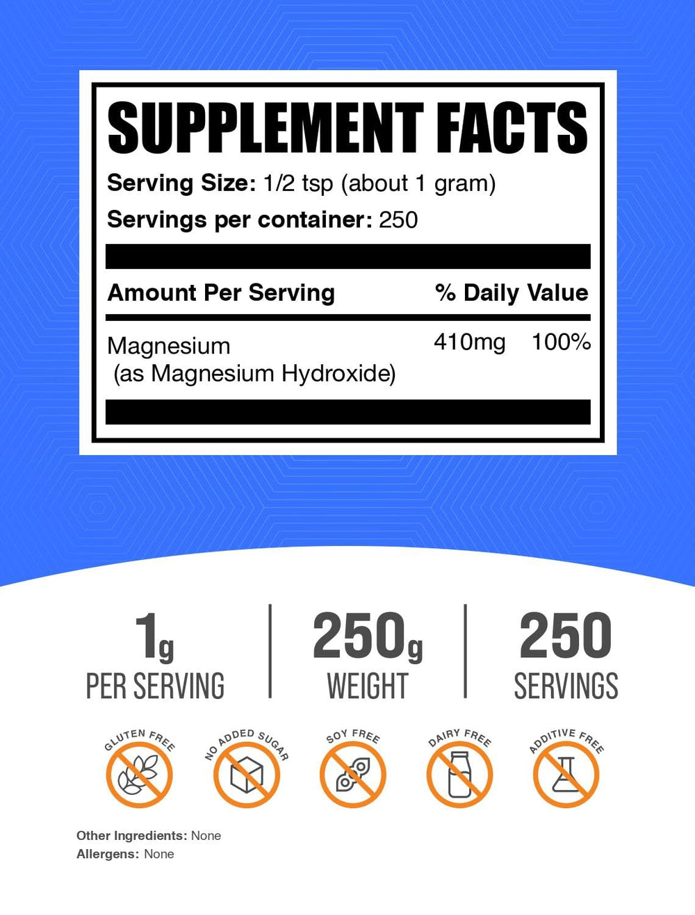 Magnesium Hydroxide powder; food grade and gluten free