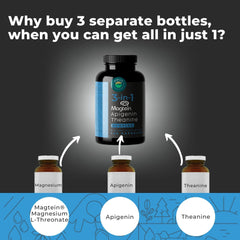 Capsules inside bottle showing 3-in-1 sleep aid formula