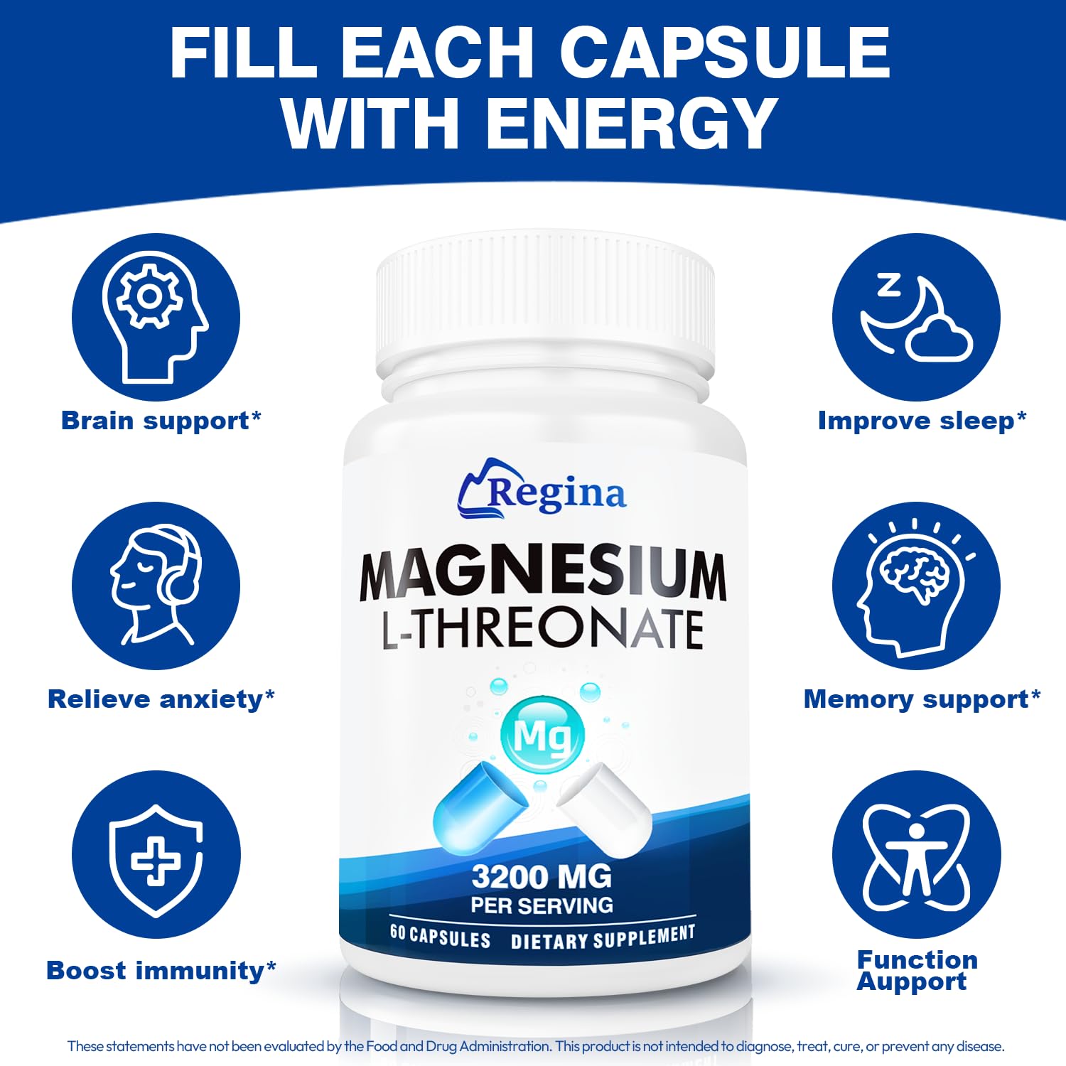 Magnesium L-Threonate 400mg vegetarian capsules