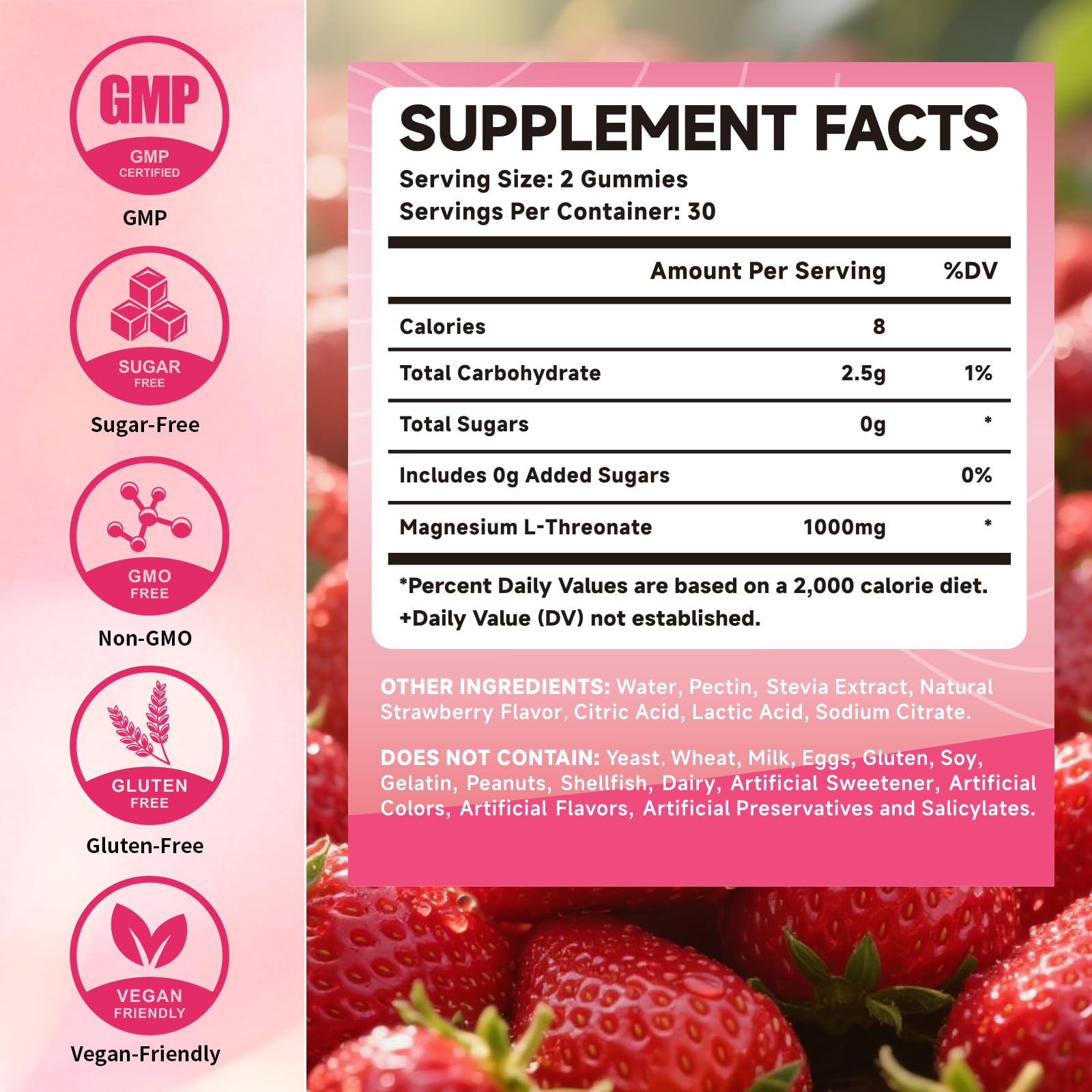 Close-up of strawberry-flavored gummies