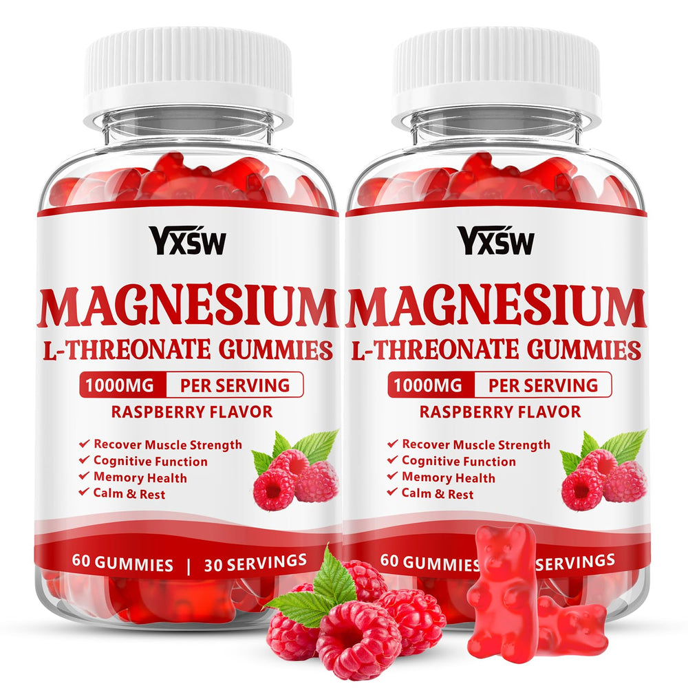 Bottle of Magnesium L-Threonate Gummies Raspberry flavor, 120 count