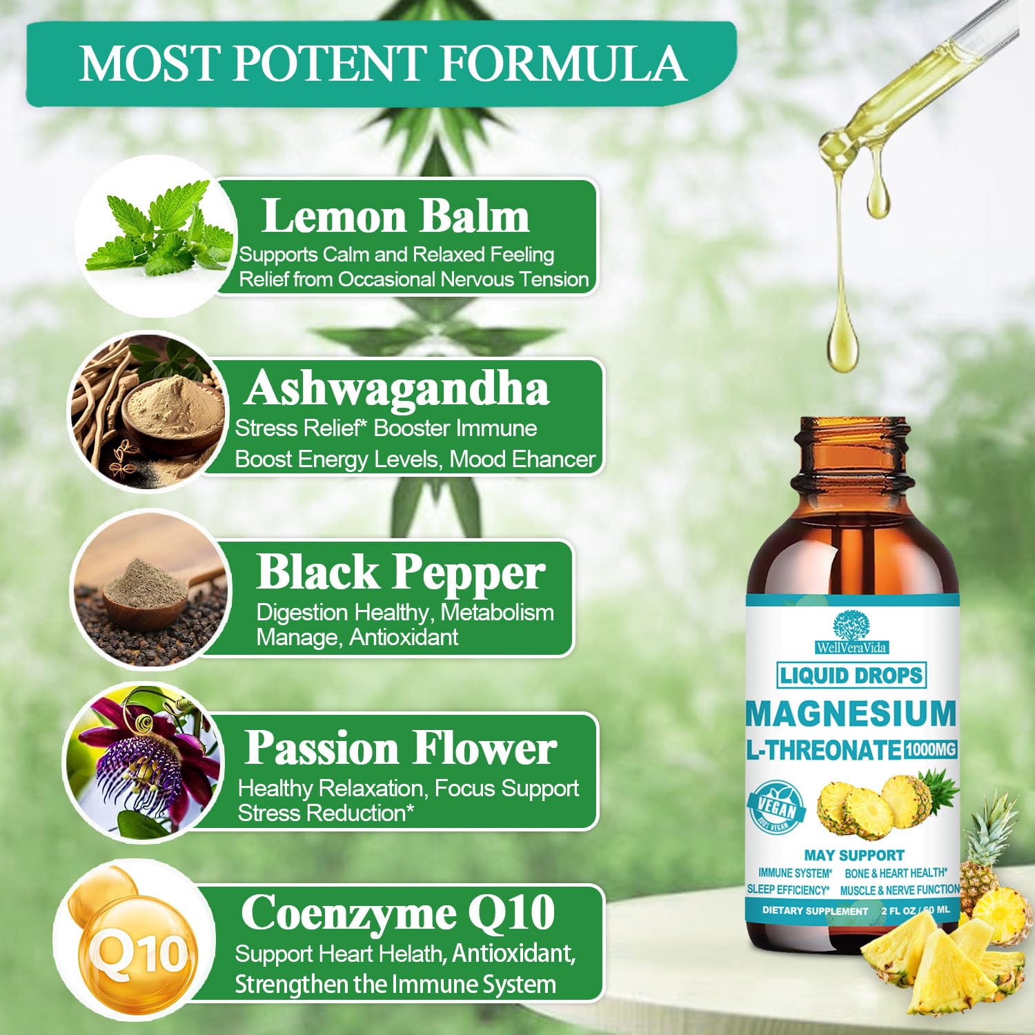 Magnesium L-Threonate Liquid labeled 1000 mg