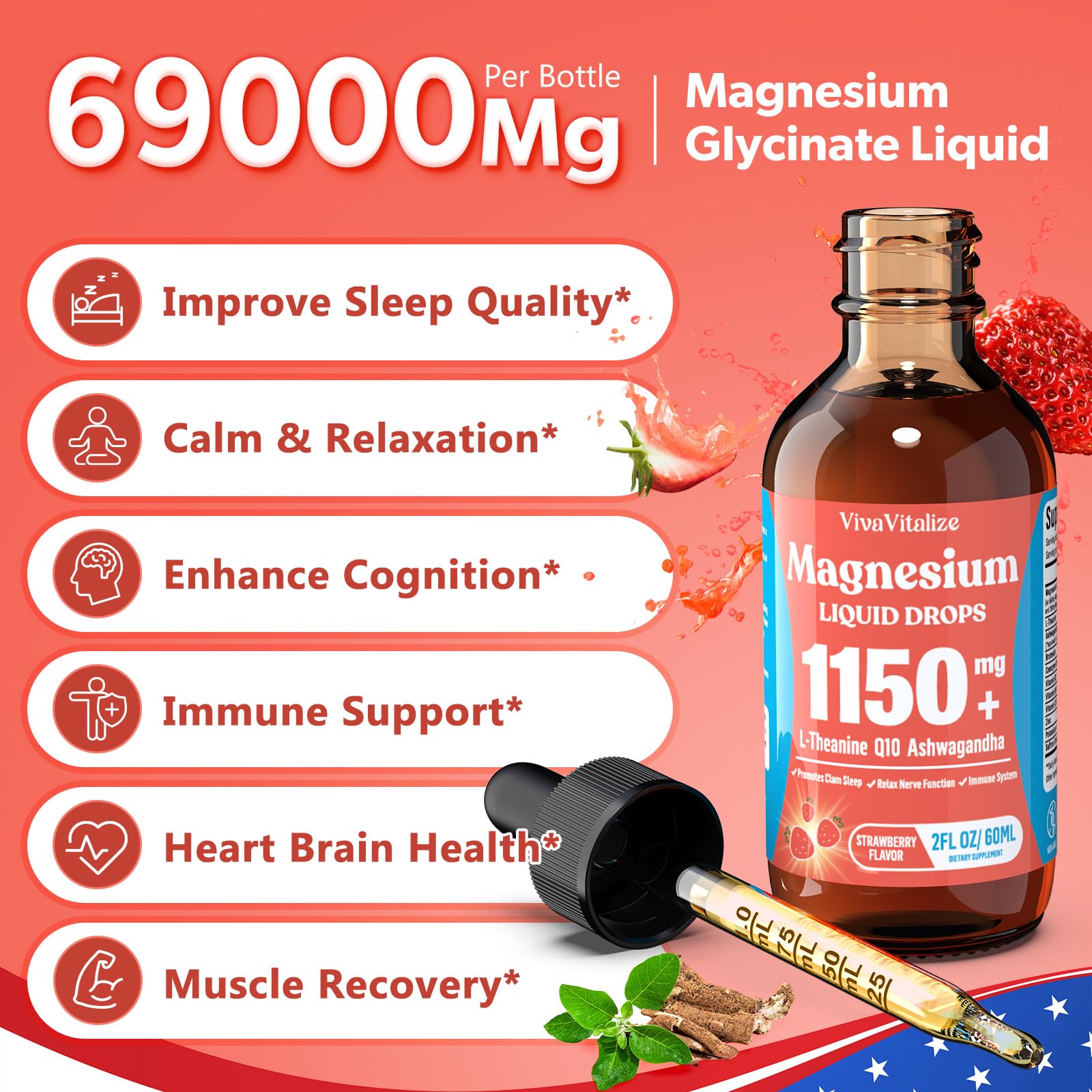 Nutrition label for magnesium glycinate liquid supplement