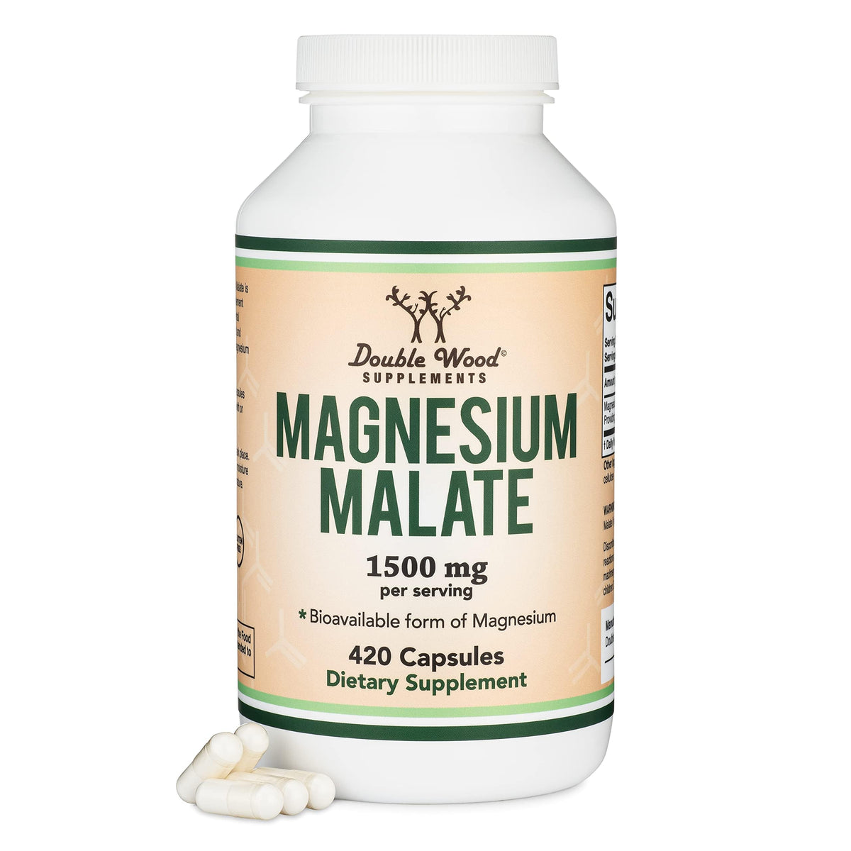 Front view of Magnesium Malate Capsules bottle (420 count)
