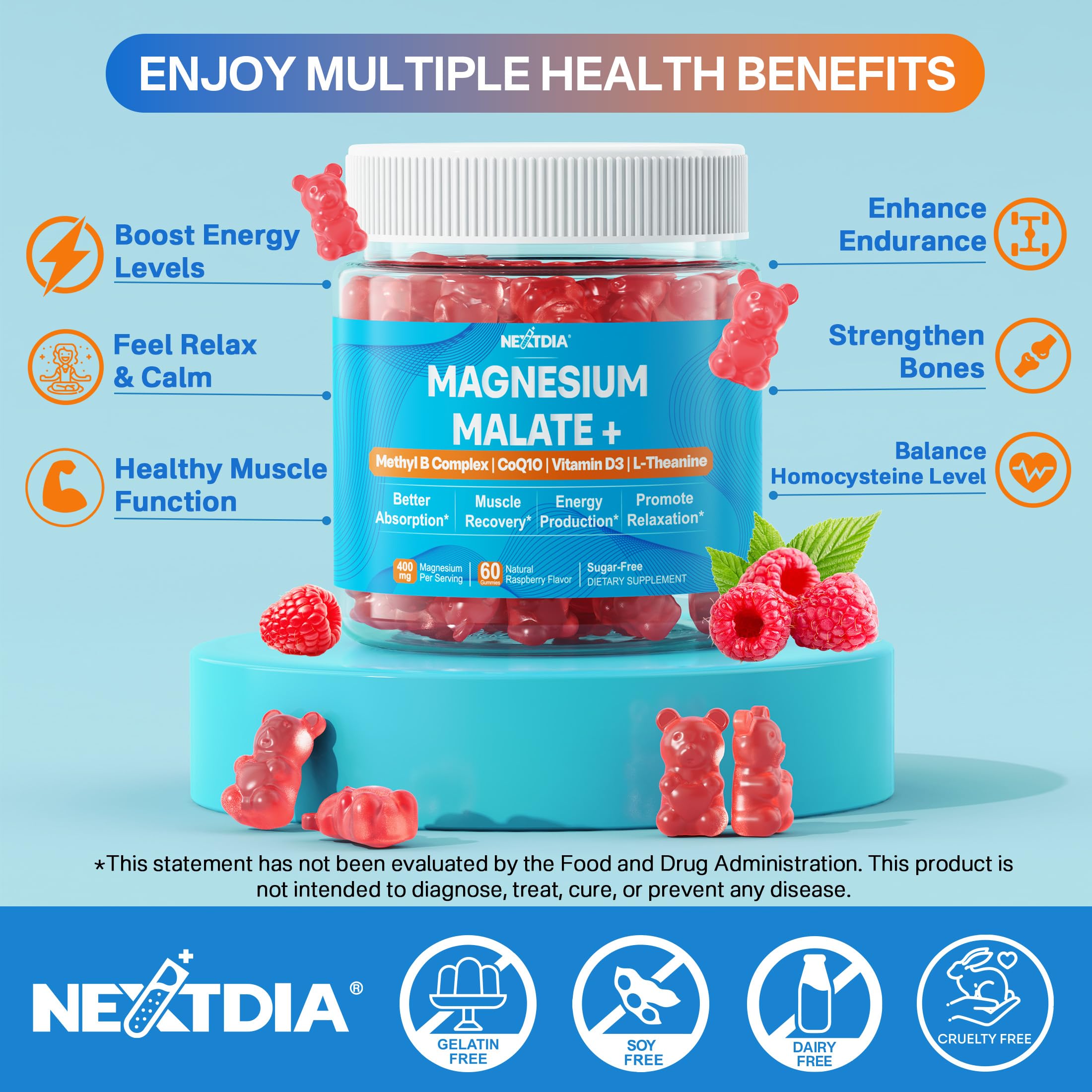 Nutrition panel showing 400 mg magnesium per gummy