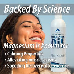 Magnesium oil spray relieving leg and foot cramps