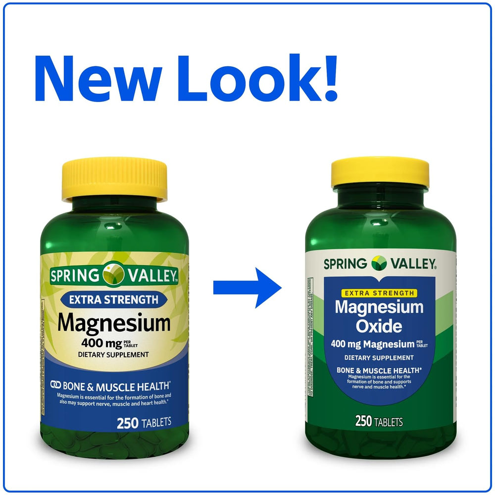 Bottle of Magnesium Oxide 400mg with 250-count tablets