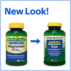 Bottle of Magnesium Oxide 400mg with 250-count tablets
