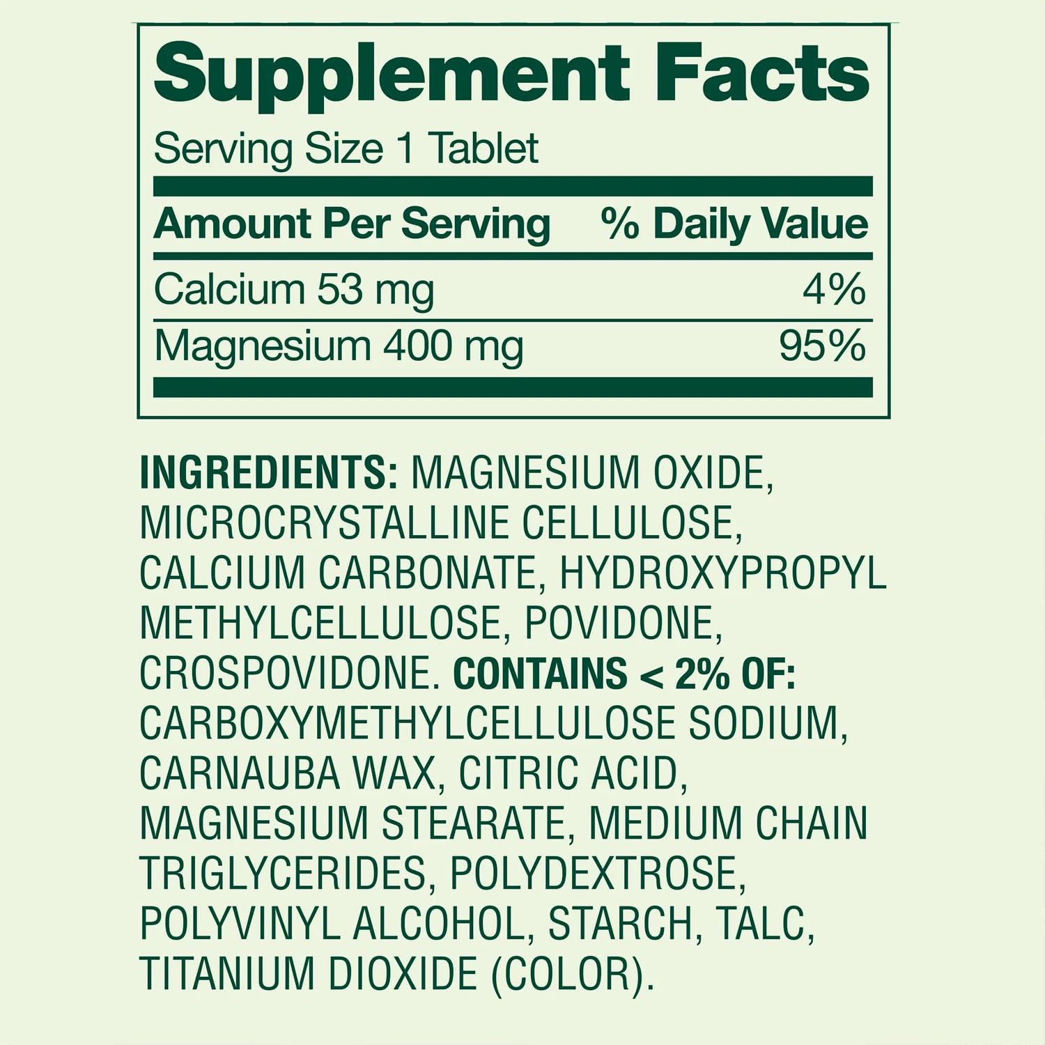 Daily dose of magnesium oxide 400mg tablet