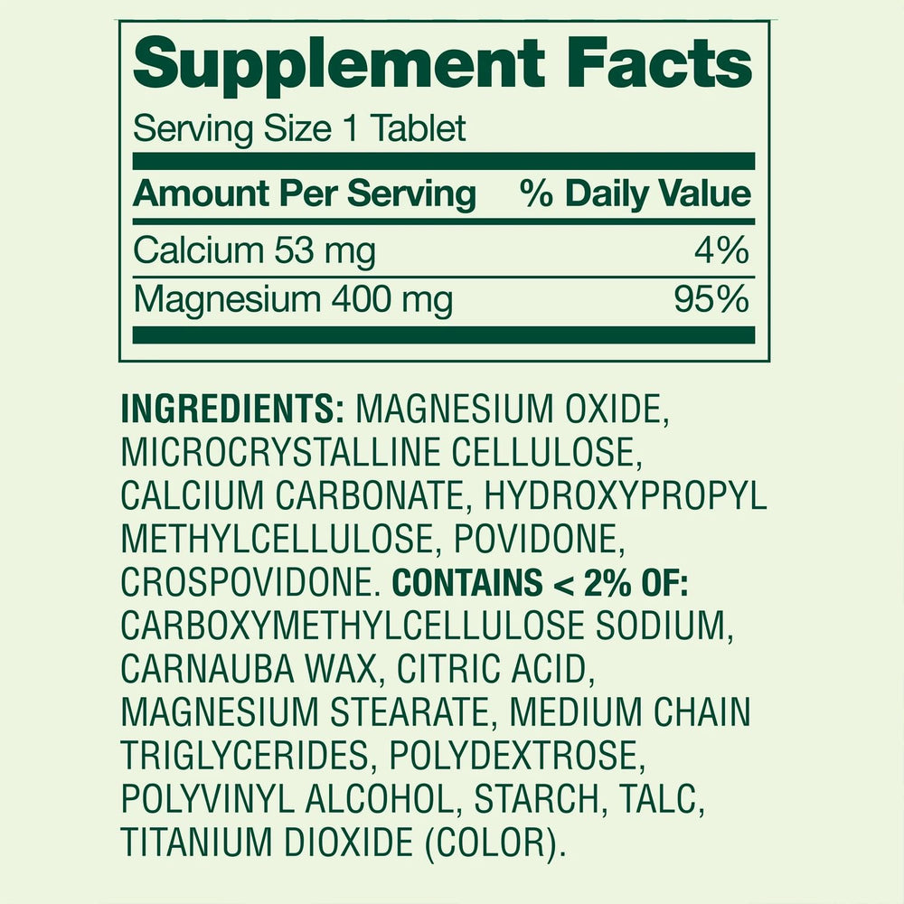 Daily dose of magnesium oxide 400mg tablet