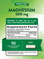 Bottle of Nature's Truth Magnesium Oxide 500mg capsules