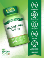Supplement facts panel for Magnesium Oxide 500mg