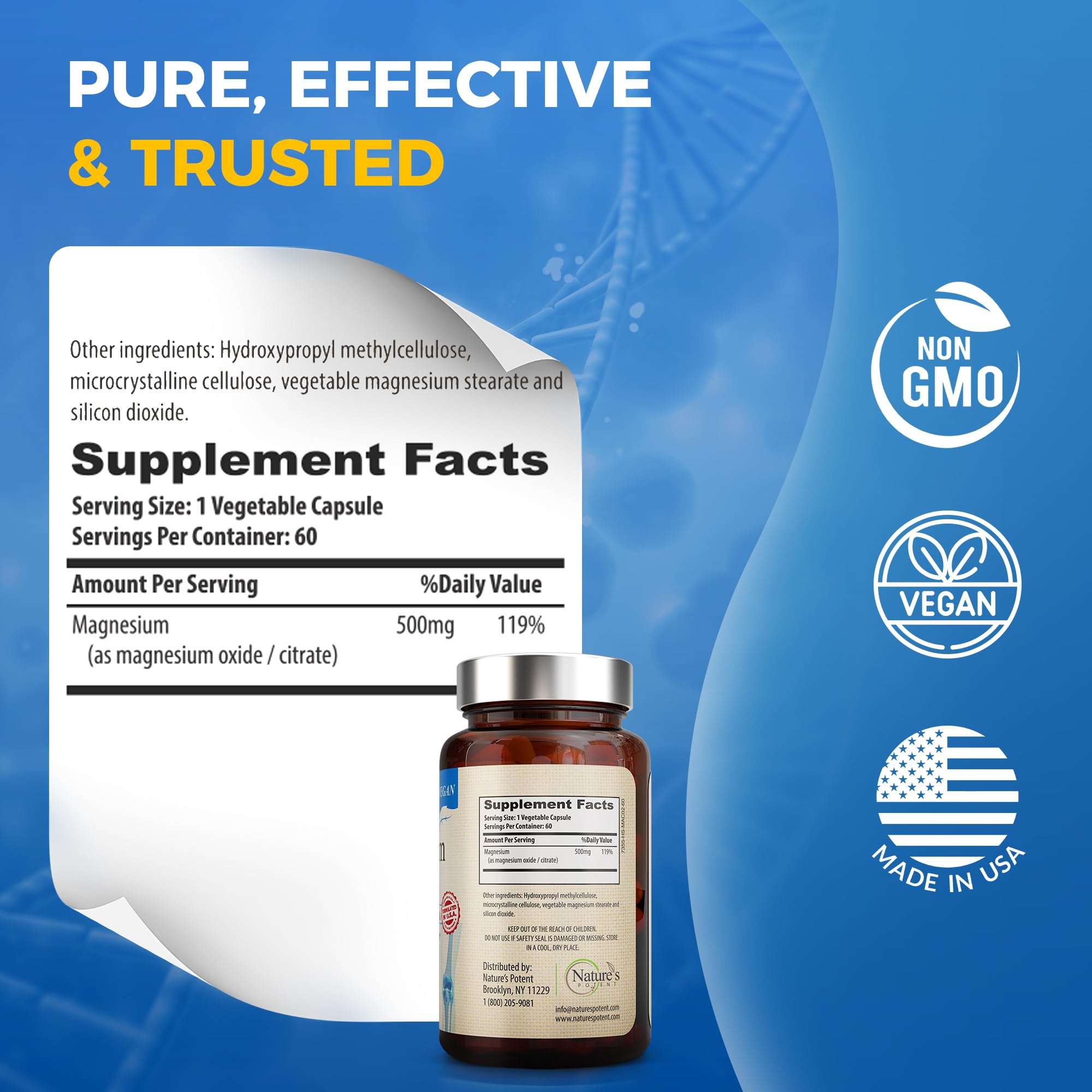 Magnesium oxide and citrate 500mg tablets