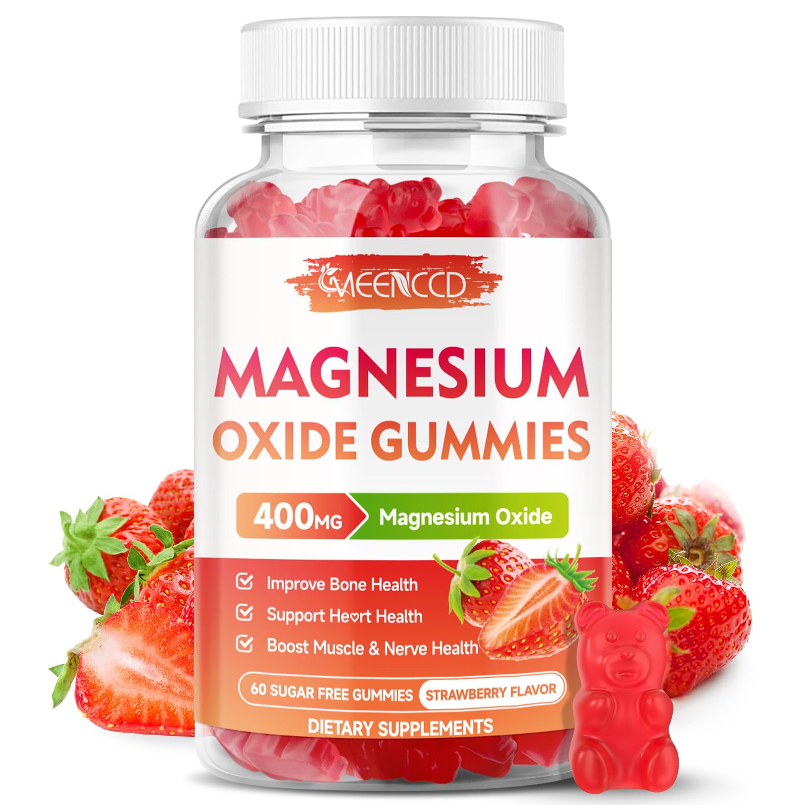 Front view of Magnesium Oxide Gummies bottle 400 mg