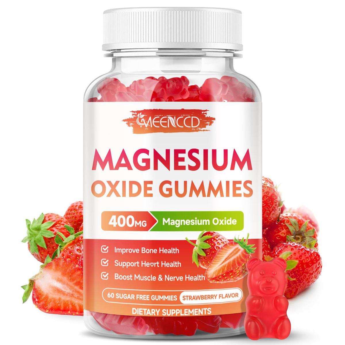 Magnesium Oxide Gummies bottle with strawberry flavor - 400 mg