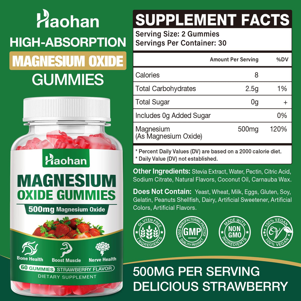 Close-up of strawberry-flavored magnesium gummies