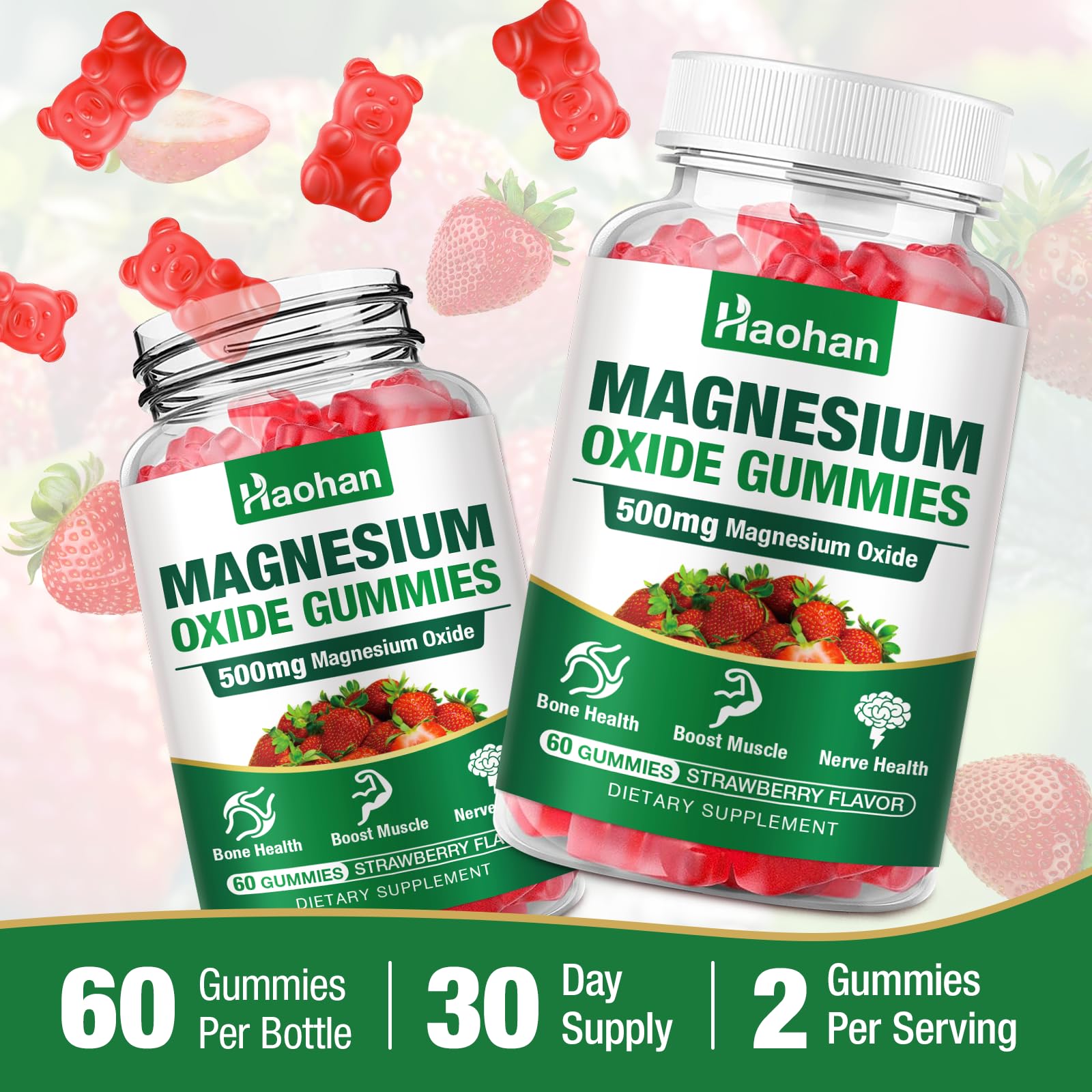 Magnesium Oxide Gummies bottle next to packaging