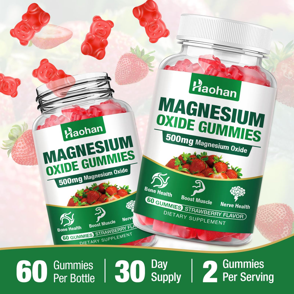 Magnesium Oxide Gummies bottle next to packaging