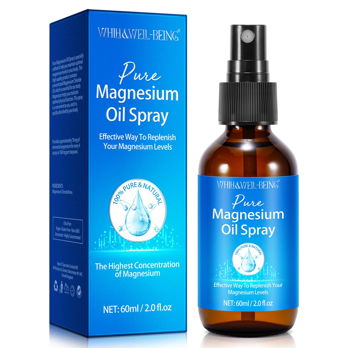 Magnesium spray bottle with spray nozzle
