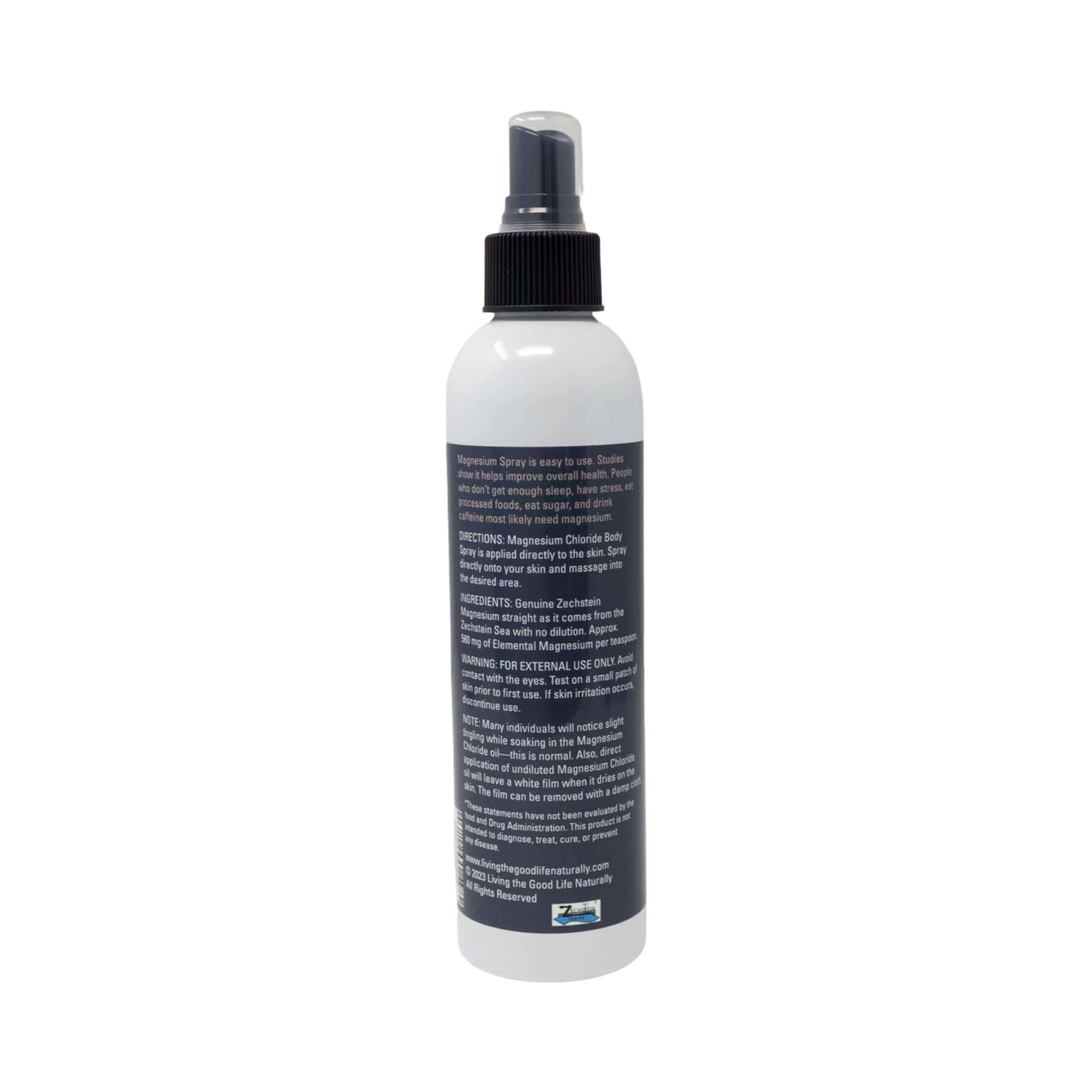 Travel-friendly magnesium chloride spray in handheld bottle