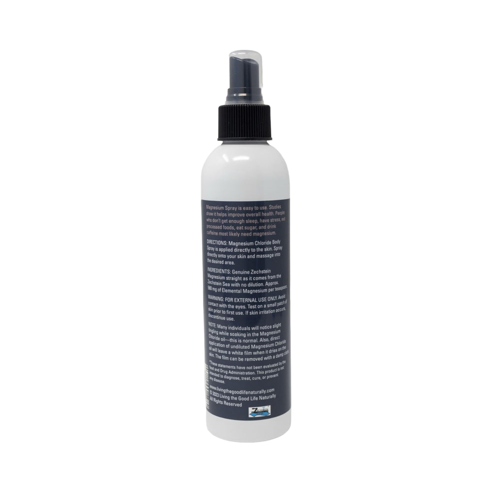 Travel-friendly magnesium chloride spray in handheld bottle