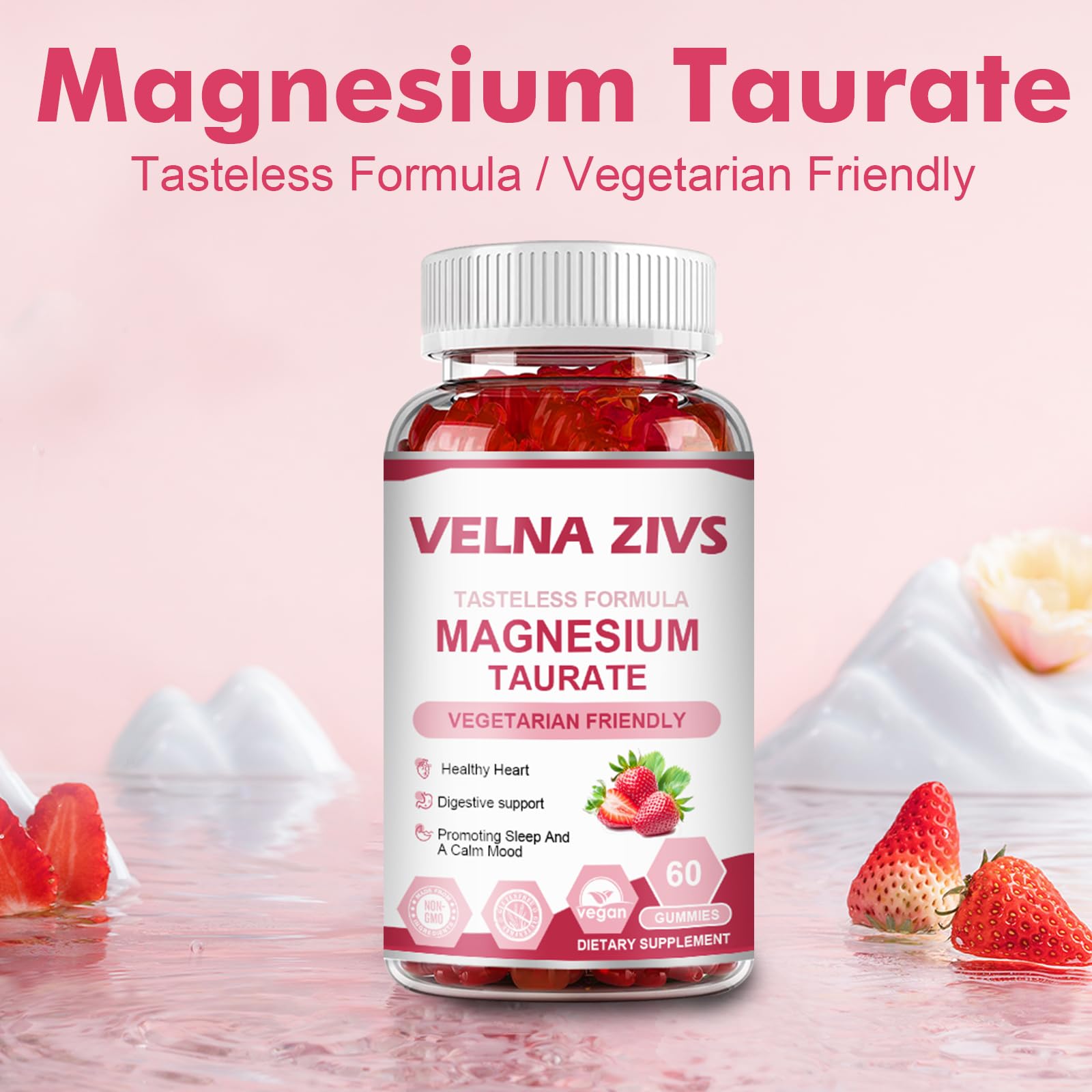 Nutrition facts panel for Magnesium Taurate Gummies 1800mg