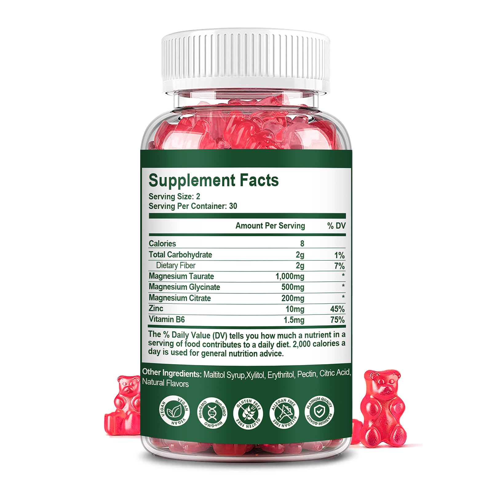 Three forms of magnesium used in gummies: taurate, glycinate, citrate