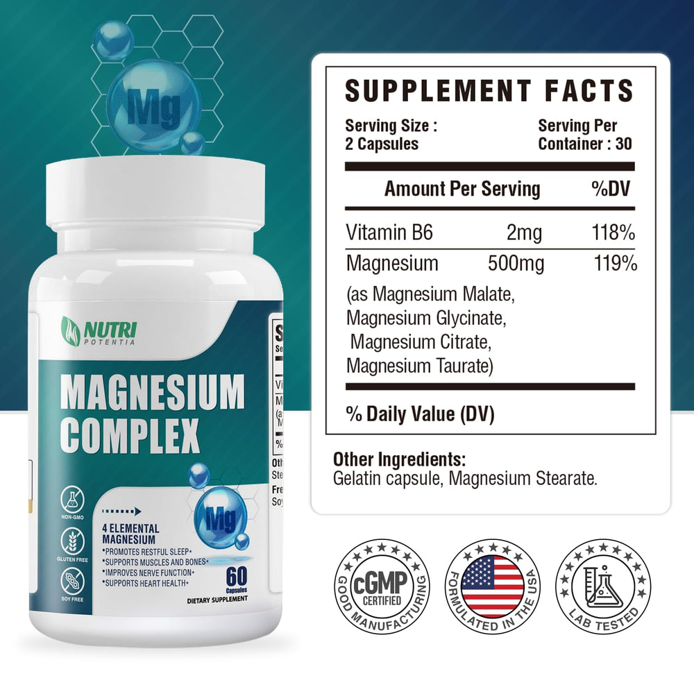 Magnesium glycinate, citrate, malate and taurate blend