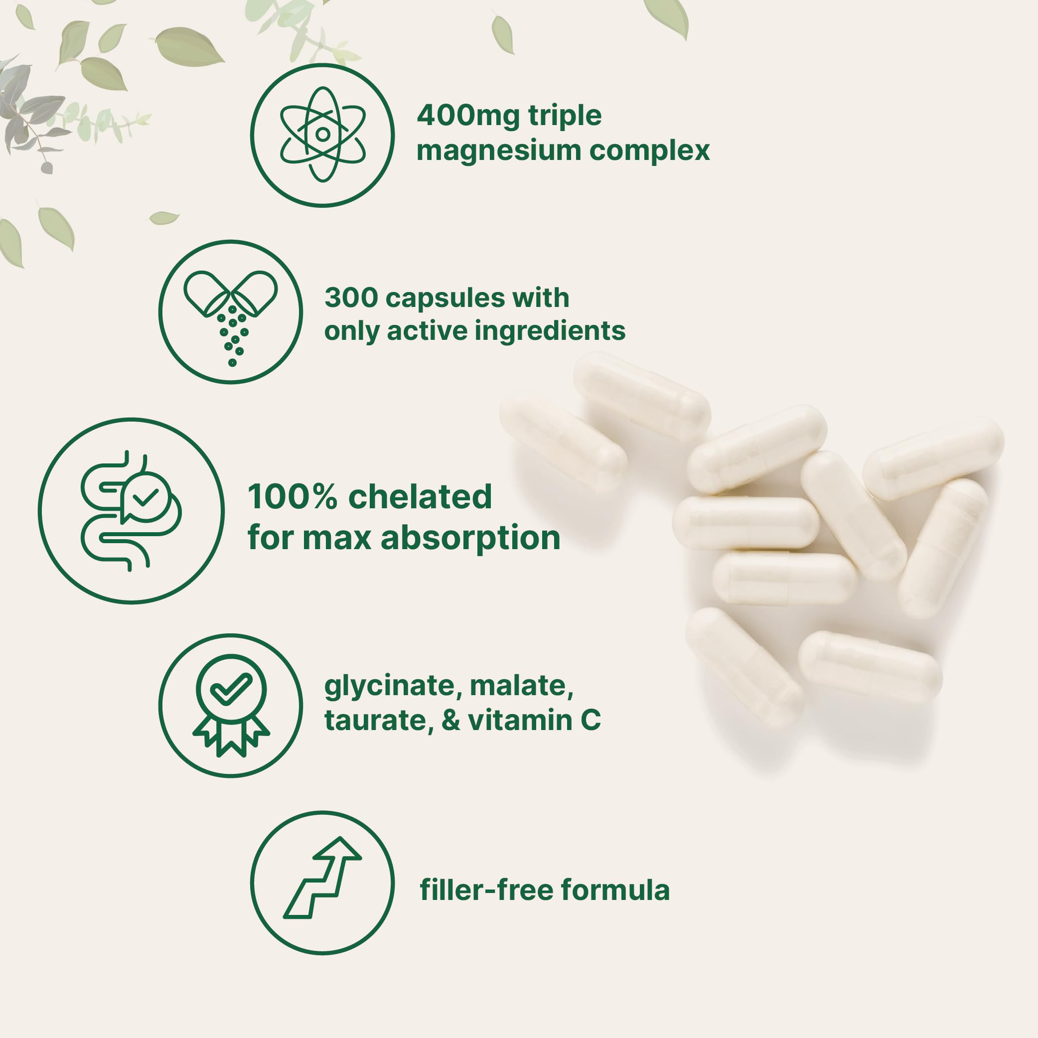 Magnesium with vitamin C; chelated minerals for high bioavailability