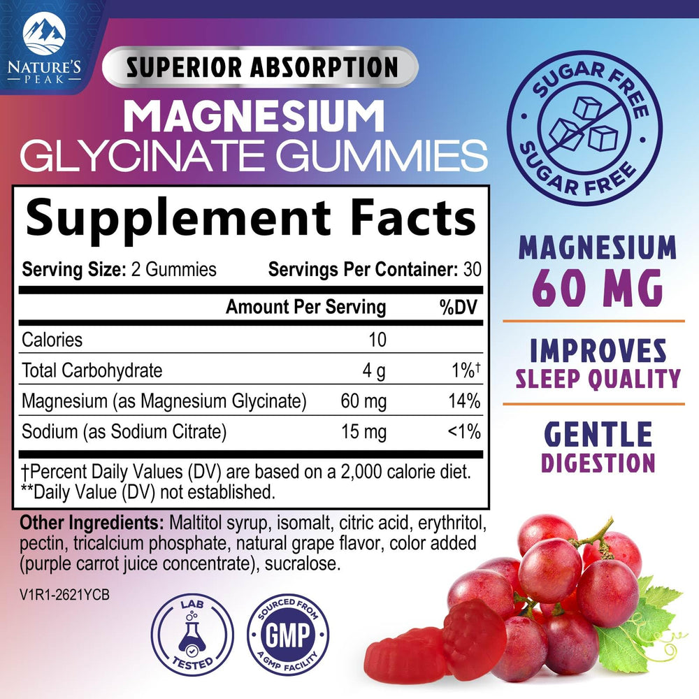 Close-up of grape-flavored Magnesium Glycinate Gummies.