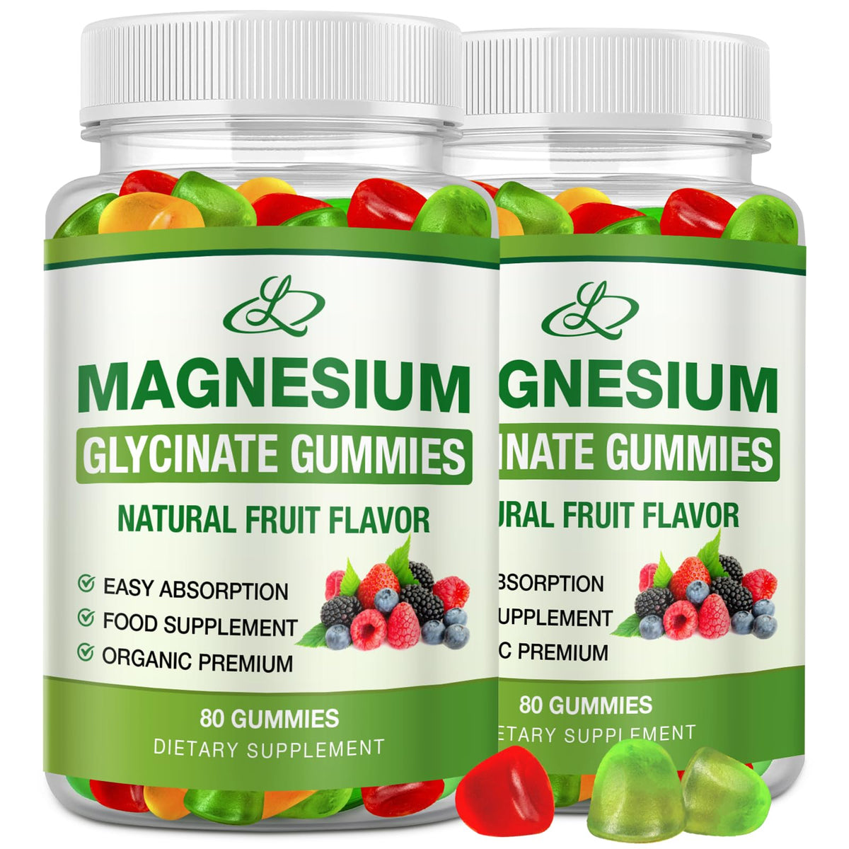Front of Magnesium Glycinate Gummies bottle with 600mg dosage