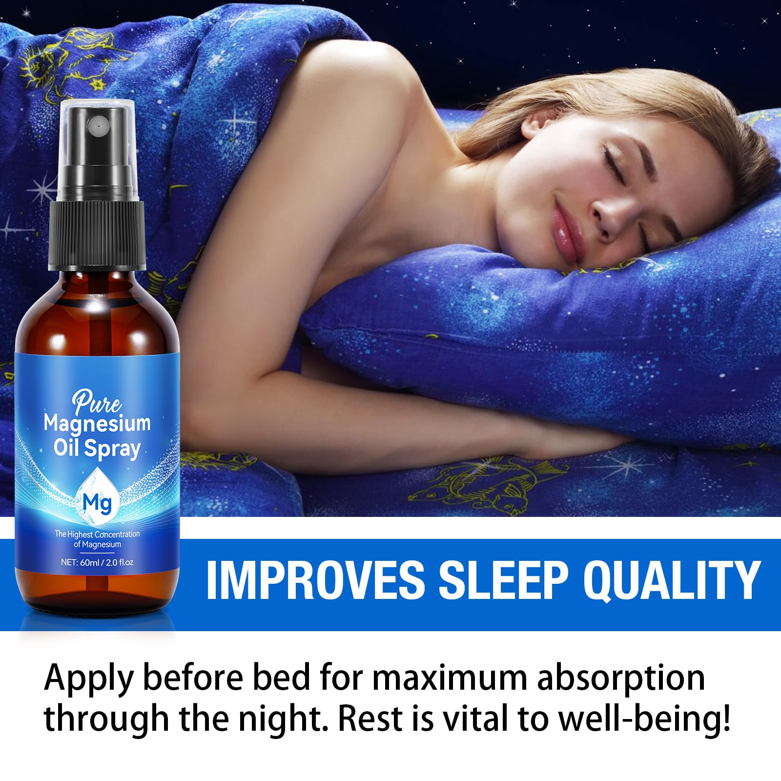Sleep support with topical magnesium oil spray
