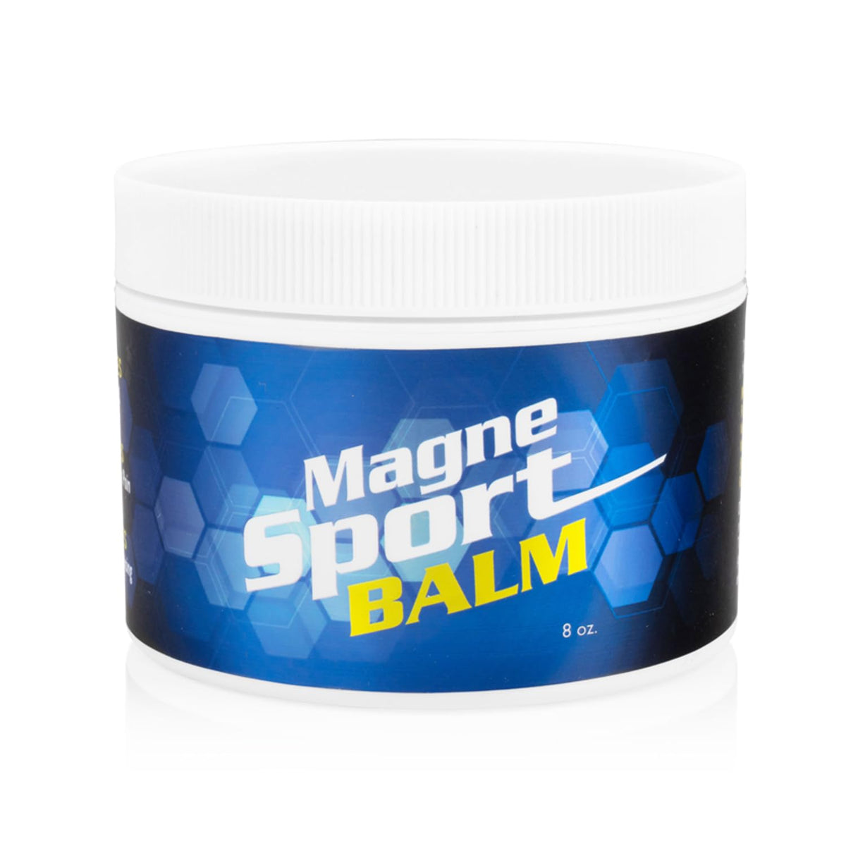 Front view of MagneSport topical magnesium balm 8oz jar