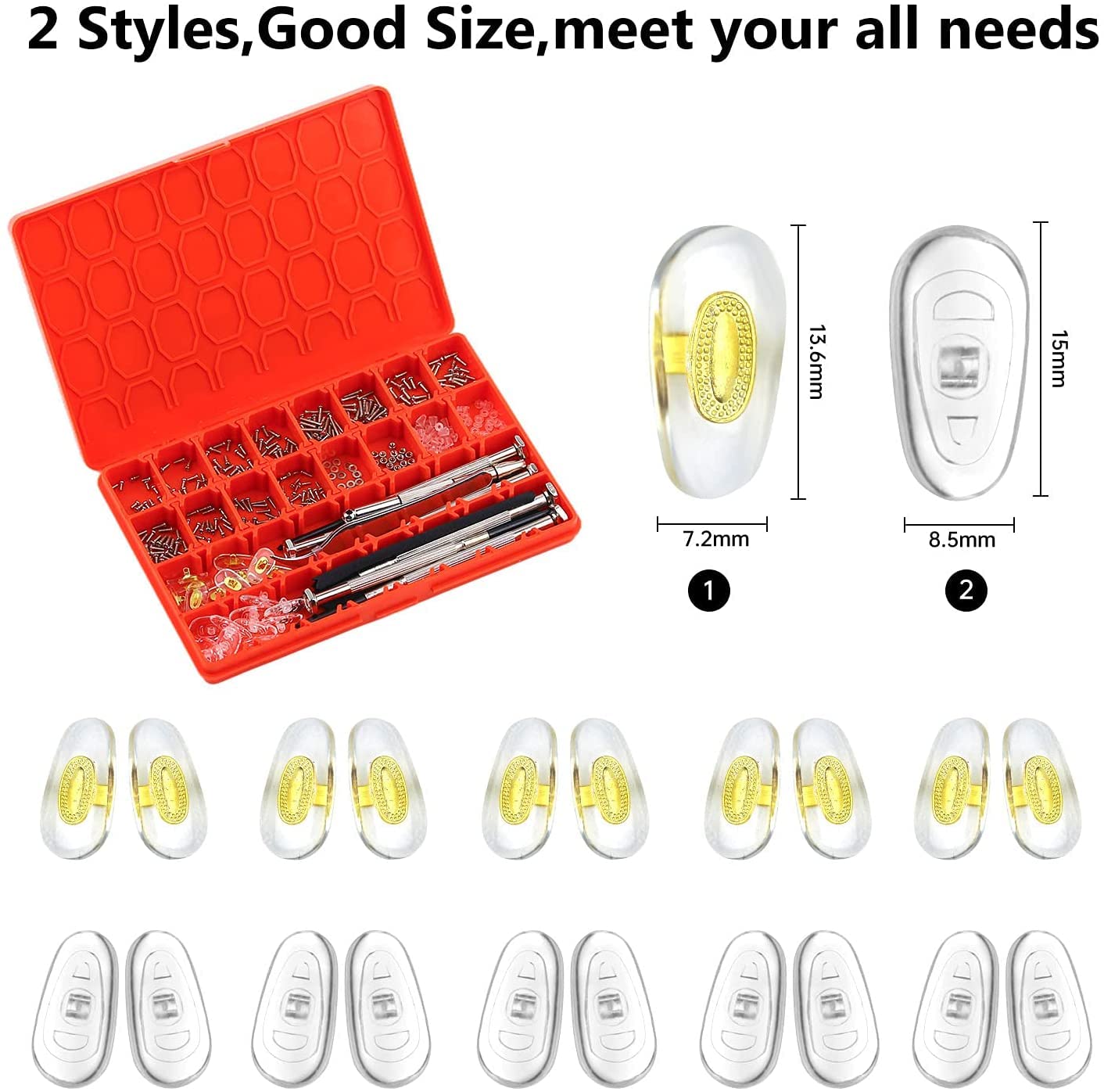 Assorted eyeglass screws in multiple sizes
