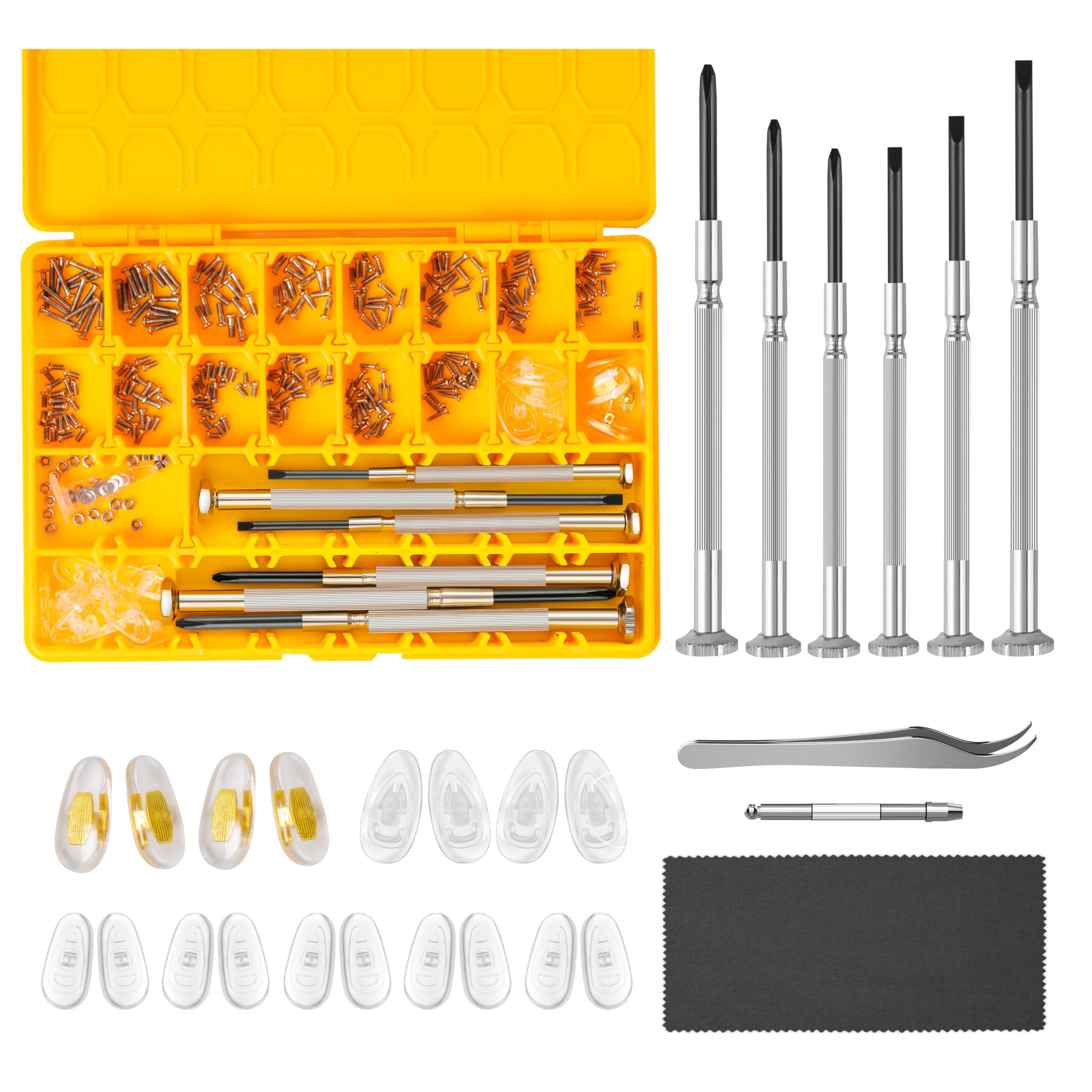 Magnetic Eyeglass Repair Kit contents laid out