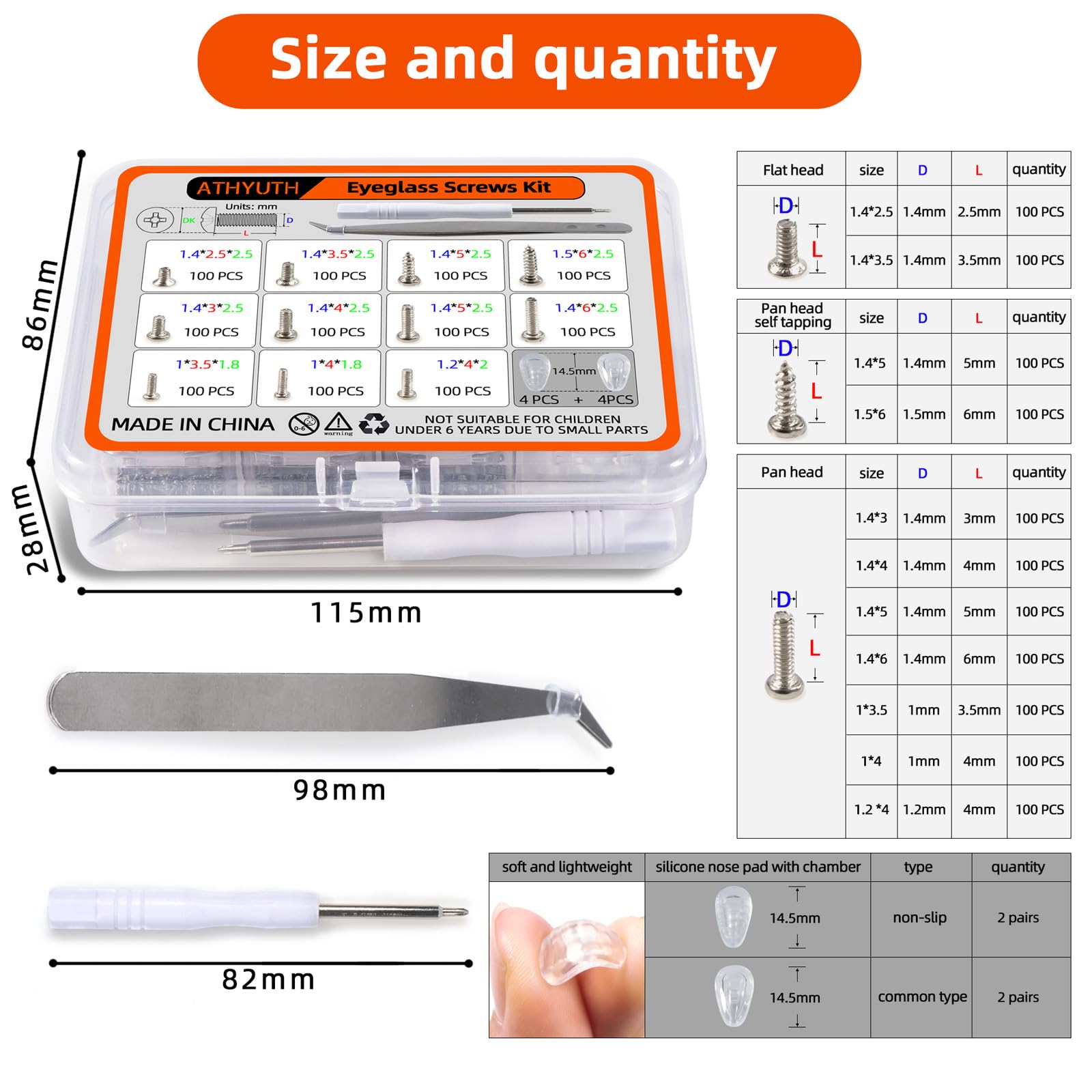 Magnetic Phillips screwdriver included in the repair kit