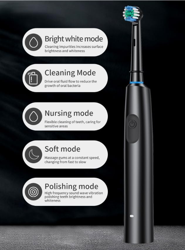 Color options for the toothbrush: white, black, pink