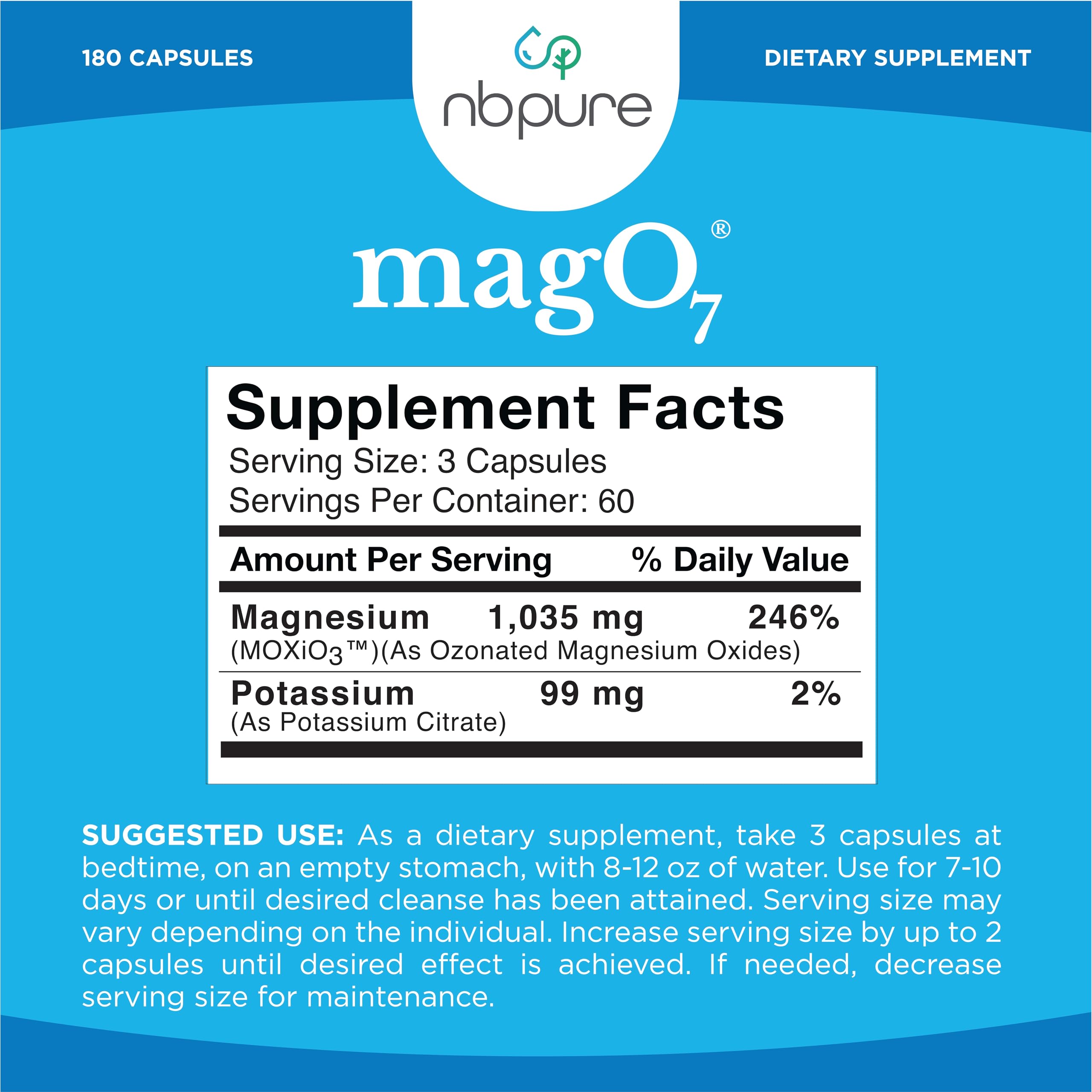 MagO7 bottle packaging with 180 capsules