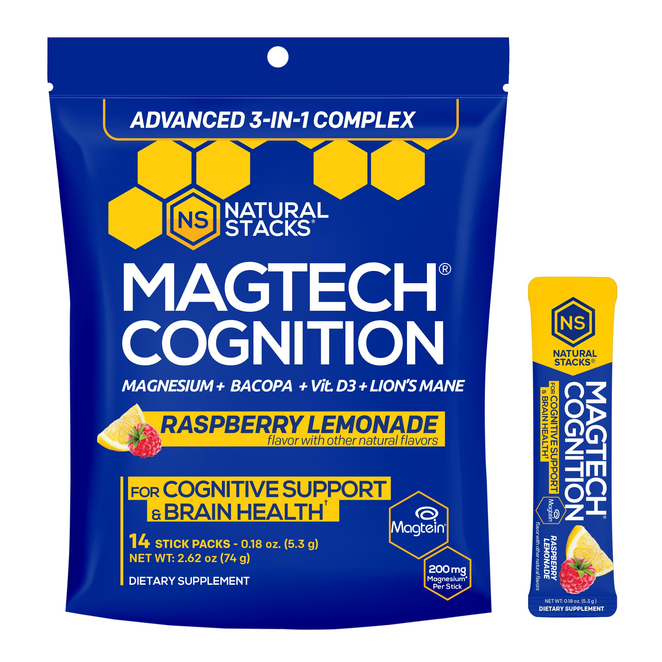 Front view of MagTech Cognition bottle with label