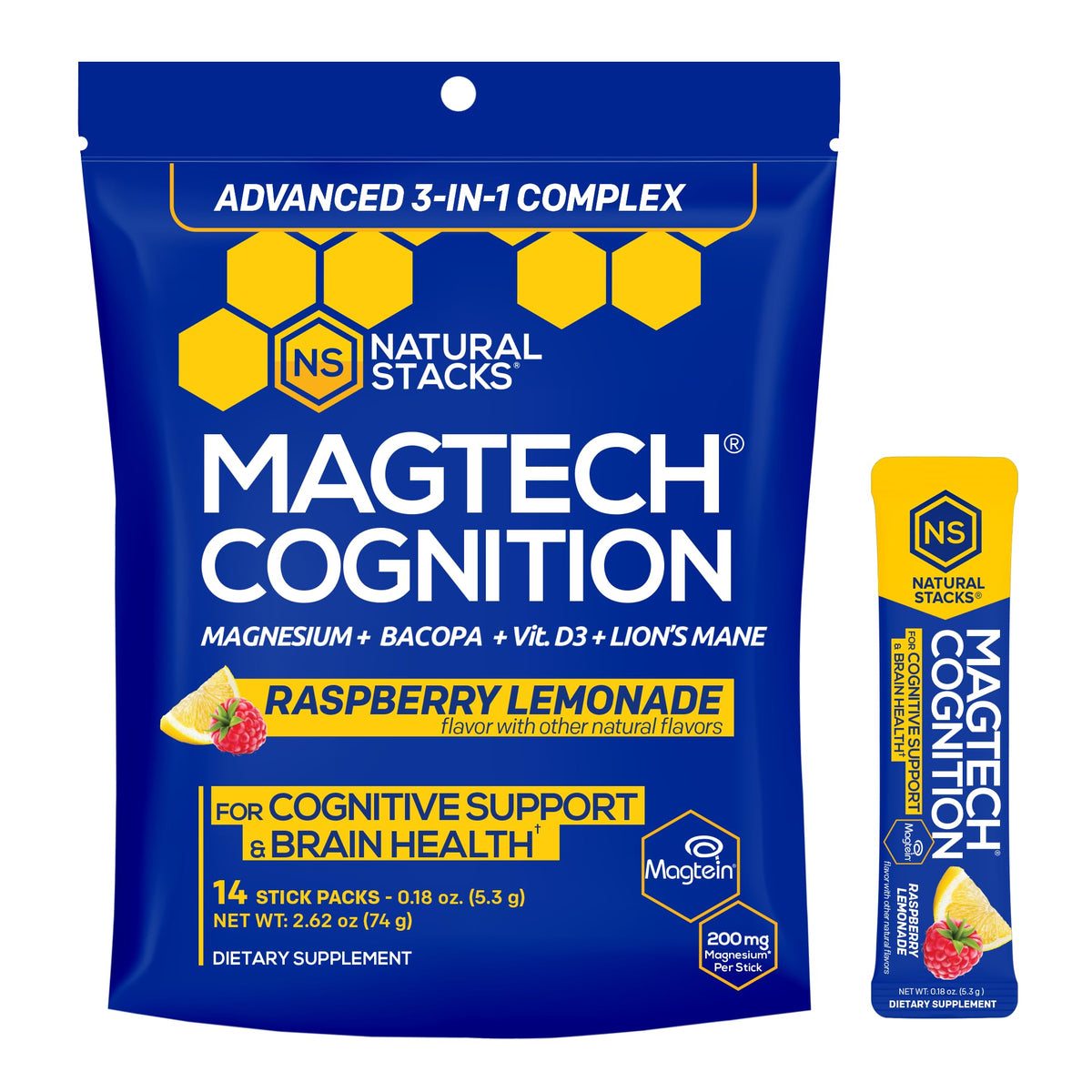 Front view of MagTech Cognition bottle with label