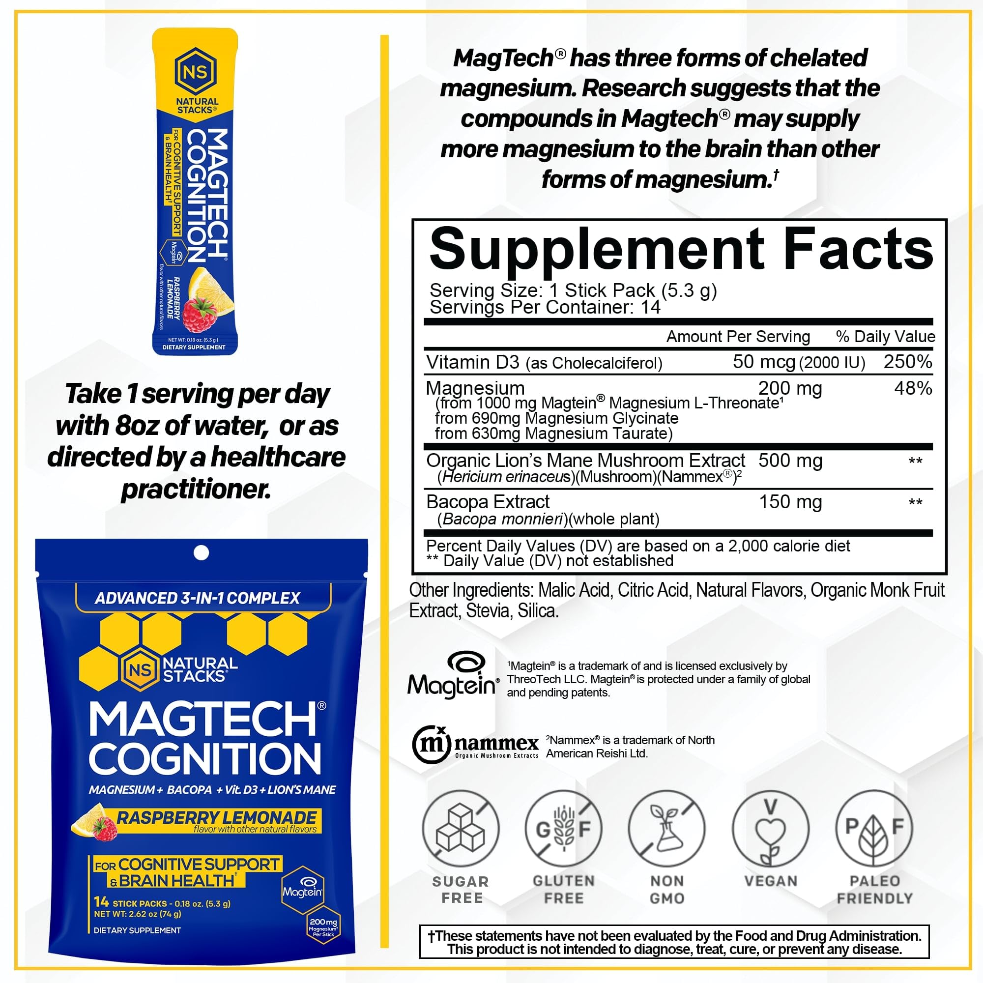 Illustration showing Magtein magnesium l-threonate among ingredients